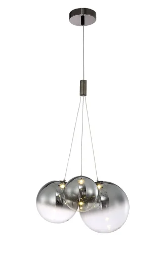 Светильник подвесной LED ELCHE SP3 CHROME Crystal Lux хром прозрачный 3 лампы, основание чёрное в стиле современный шар фото 2